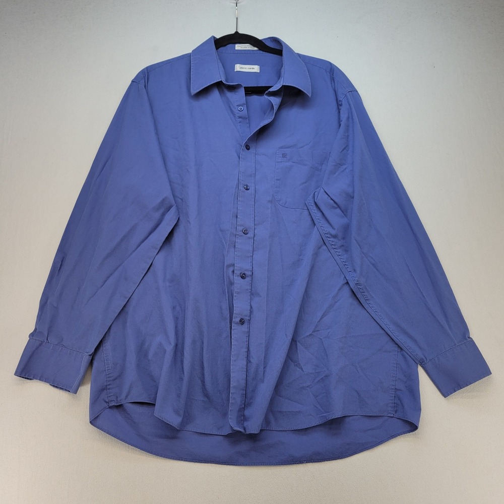 Pierre Cardin Button Up Shirt Mens XL Blue Classic Long Sleeve Cotton Blend